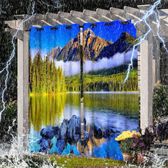 Lofaris River Landscape Waterproof Pattern Outdoor Curtains For Patio