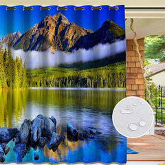 Lofaris River Landscape Waterproof Pattern Outdoor Curtains For Patio
