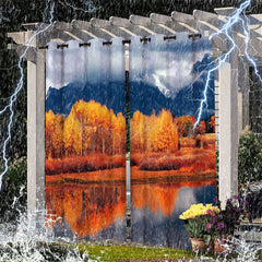 Lofaris River Maple Waterproof Printed Outdoor Curtains For Gazebo