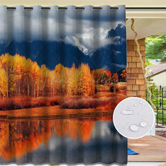 Lofaris River Maple Waterproof Printed Outdoor Curtains For Gazebo