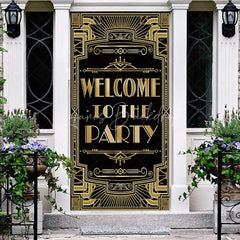 Lofaris Roaring 20s Black and Gold Door Cover Art Deco Welcome to The Party Sign Decoration