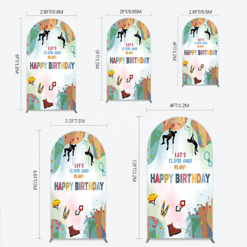 Lofaris Rock Climbing Arch Backdrop Let’s Climb and Play Birthday Party Supplies Decor