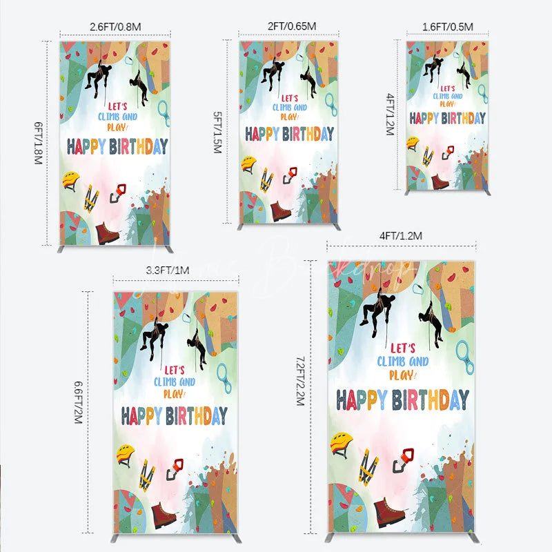 Lofaris Rock Climbing Rectangle Backdrop Let’s Climb and Play Birthday Party Supplies Decor