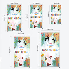 Lofaris Rock Climbing Rectangle Backdrop Let’s Climb and Play Birthday Party Supplies Decor