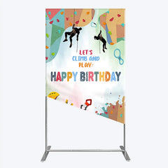 Lofaris Rock Climbing Rectangle Backdrop Let’s Climb and Play Birthday Party Supplies Decor