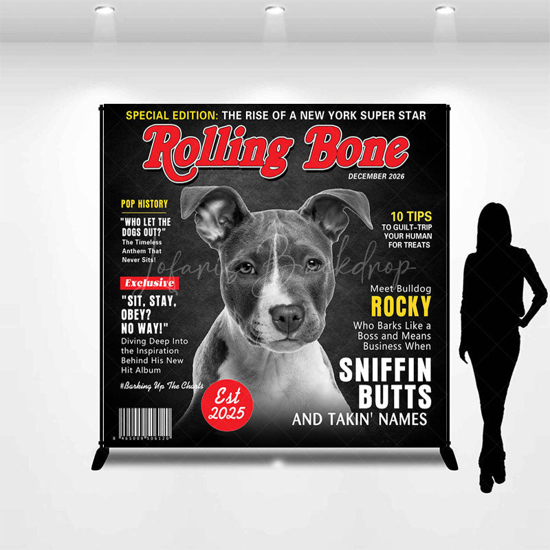 Lofaris Rolling Bone Dog Poster Custom Text Photo Backdrop