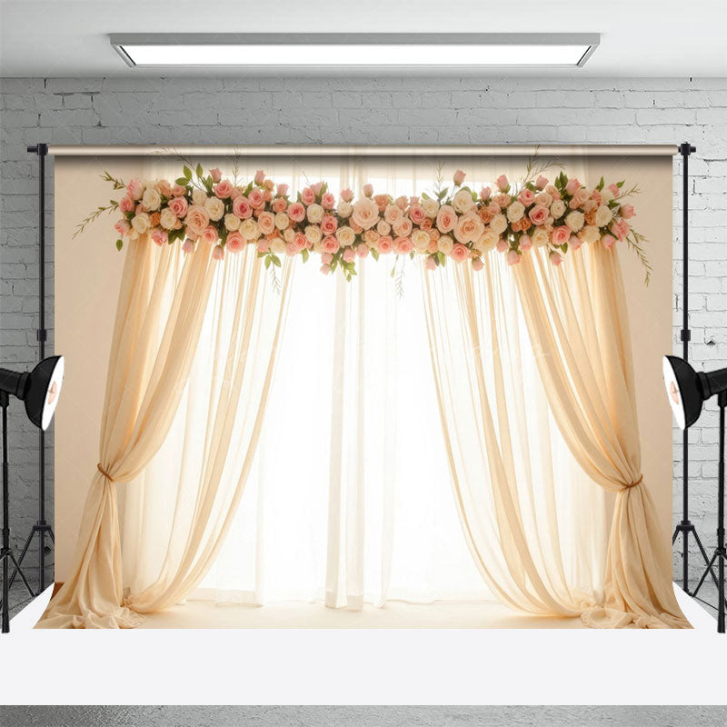 Lofaris Romantic Angelic Floral Windows Wedding Backdrop