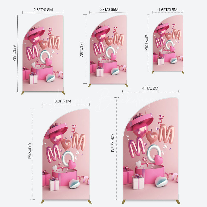 Lofaris Romantic Balloons Gift Box Mothers Day Half Moon Arch Backdrop