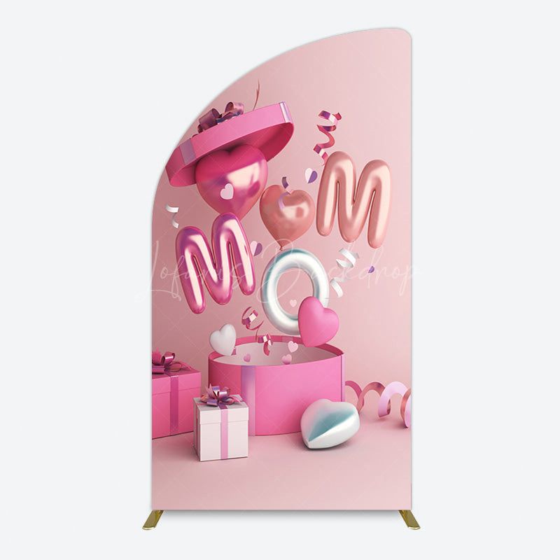 Lofaris Romantic Balloons Gift Box Mothers Day Half Moon Arch Backdrop