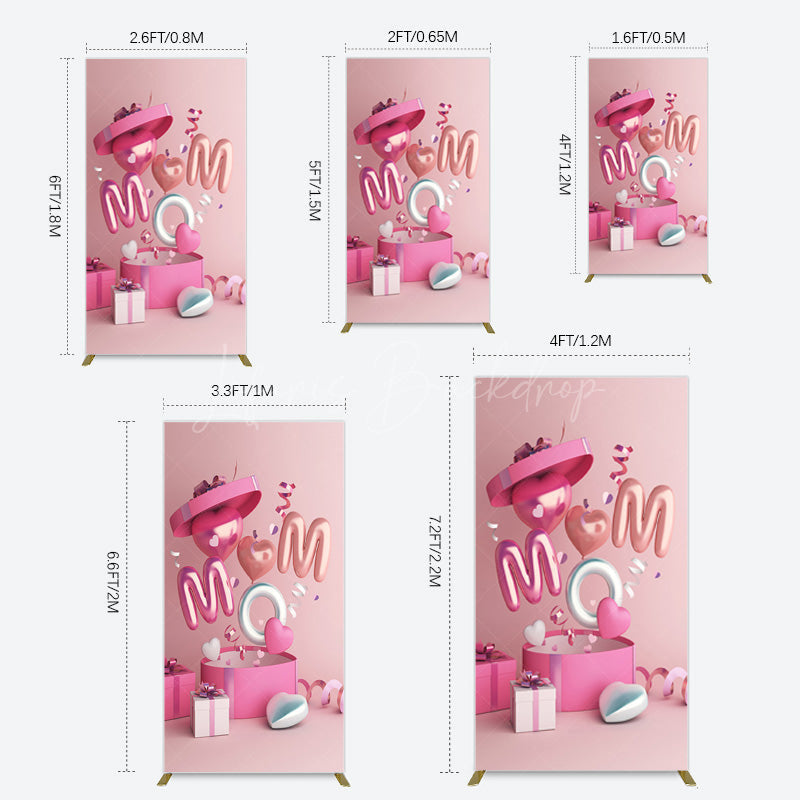 Lofaris Romantic Balloons Gift Box Mothers Day Rectangle Backdrop