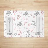 Lofaris Romantic Black Line Love Red Heart Set Of 4 Placemats