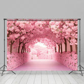 Lofaris Romantic Blooming Pink Floral Forest Wedding Backdrop