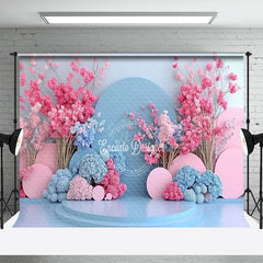 Lofaris Romantic Blue Pink Floral Wedding Photo Backdrop