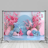 Lofaris Romantic Blue Pink Floral Wedding Photo Backdrop