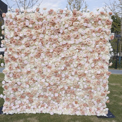 Lofaris Romantic Blush Pink and White Roses Artificial Flower Wall Elegant Floral Wedding Backdrop Party Decor