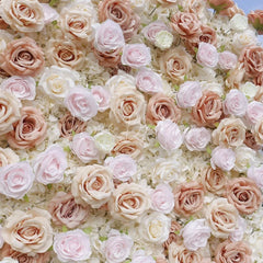 Lofaris Romantic Blush Pink and White Roses Artificial Flower Wall Elegant Floral Wedding Backdrop Party Decor