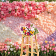 Lofaris Romantic Color Floral Wall Wedding Photo Backdrop