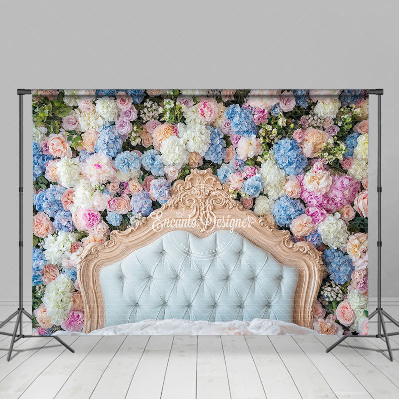Lofaris Romantic Colorful Floral Headboard Room Set Backdrop