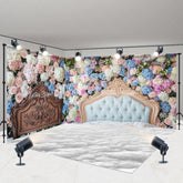 Lofaris Romantic Colorful Floral Headboard Room Set Backdrop