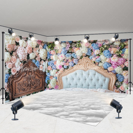 Lofaris Romantic Colorful Floral Headboard Room Set Backdrop
