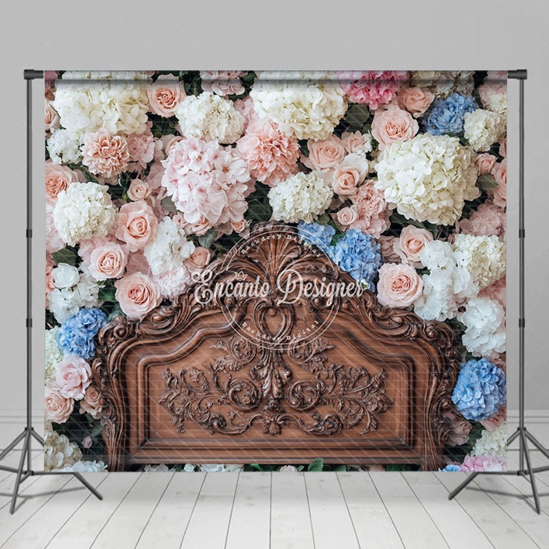 Lofaris Romantic Colorful Floral Headboard Room Set Backdrop