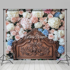 Lofaris Romantic Colorful Floral Headboard Room Set Backdrop
