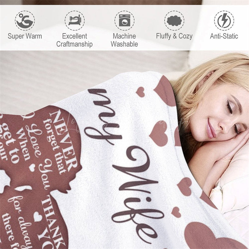 Lofaris Romantic Couple Dense Hearts Custom Text Blanket