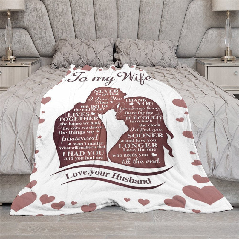 Lofaris Romantic Couple Dense Hearts Custom Text Blanket