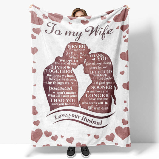 Lofaris Romantic Couple Dense Hearts Custom Text Blanket