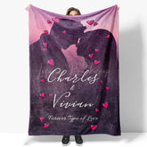 Lofaris Romantic Couple Silhouette Hearts Custom Name Blanket