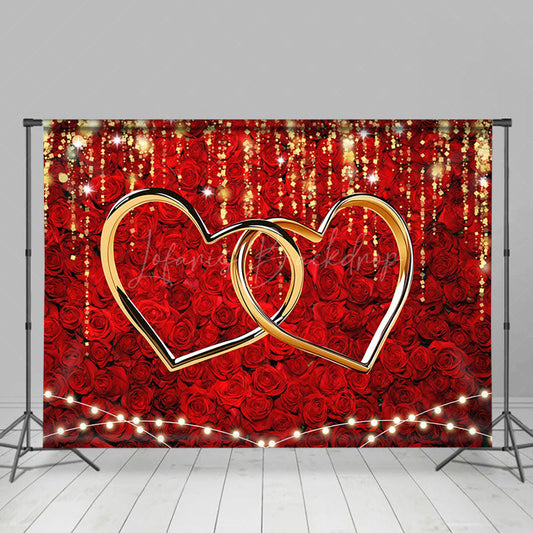 Lofaris Romantic Dense Rose Lighted Valentines Day Backdrop