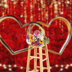 Lofaris Romantic Dense Rose Lighted Valentines Day Backdrop