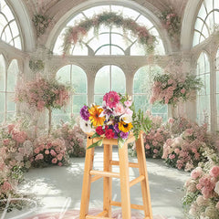 Lofaris Romantic Fancy Room Pink Floral Wedding Photo Backdrop