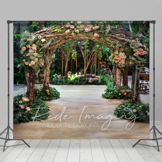 Lofaris Romantic Floral Arch Pavilion Wedding Photo Backdrop