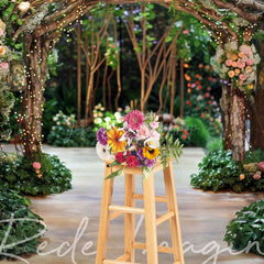 Lofaris Romantic Floral Arch Pavilion Wedding Photo Backdrop
