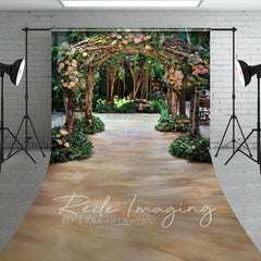 Lofaris Romantic Floral Arch Pavilion Wedding Sweep Backdrop