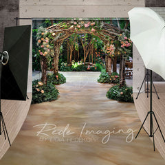 Lofaris Romantic Floral Arch Pavilion Wedding Sweep Backdrop