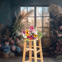 Lofaris Romantic Floral Boho Reed Window Wedding Backdrop