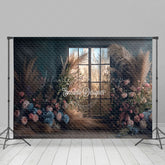 Lofaris Romantic Floral Boho Reed Window Wedding Backdrop