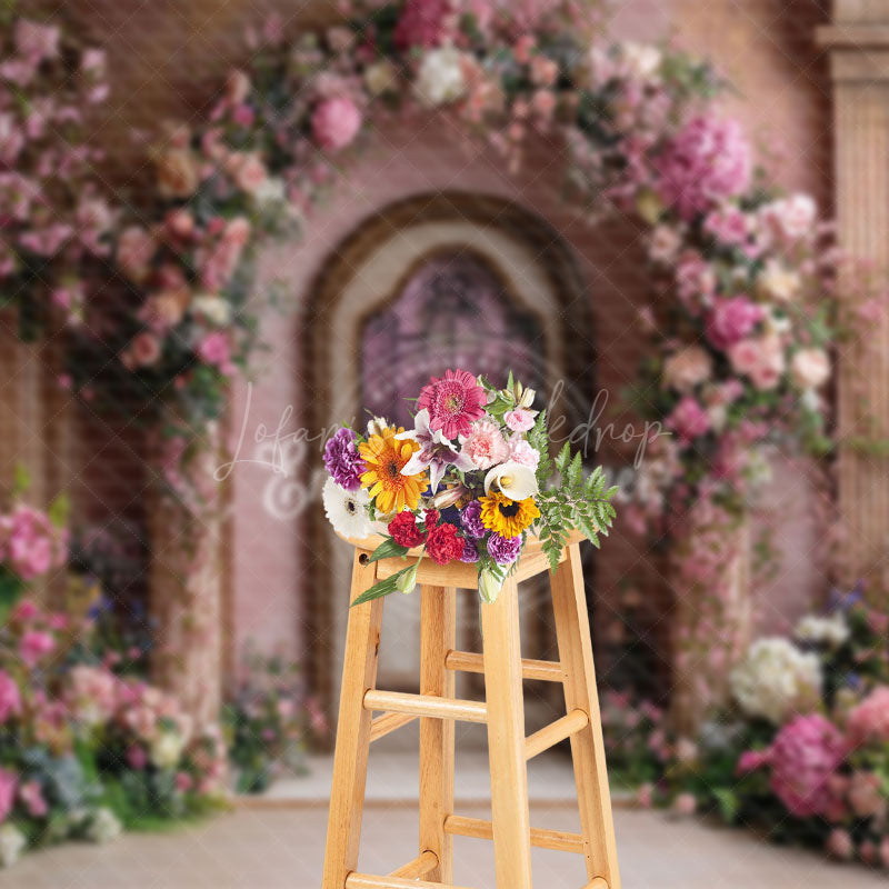 Lofaris Romantic Floral Door Garden Scene Wedding Backdrop