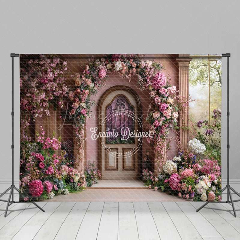 Lofaris Romantic Floral Door Garden Scene Wedding Backdrop
