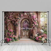 Lofaris Romantic Floral Door Garden Scene Wedding Backdrop