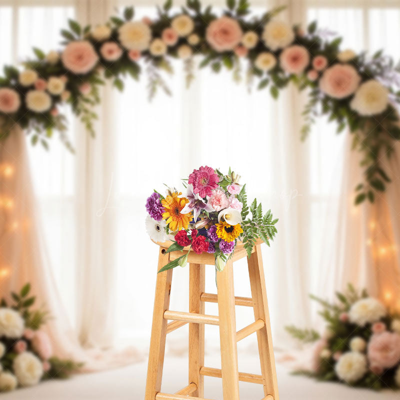 Lofaris Romantic Floral Fairy Arch Curtain Wedding Backdrop