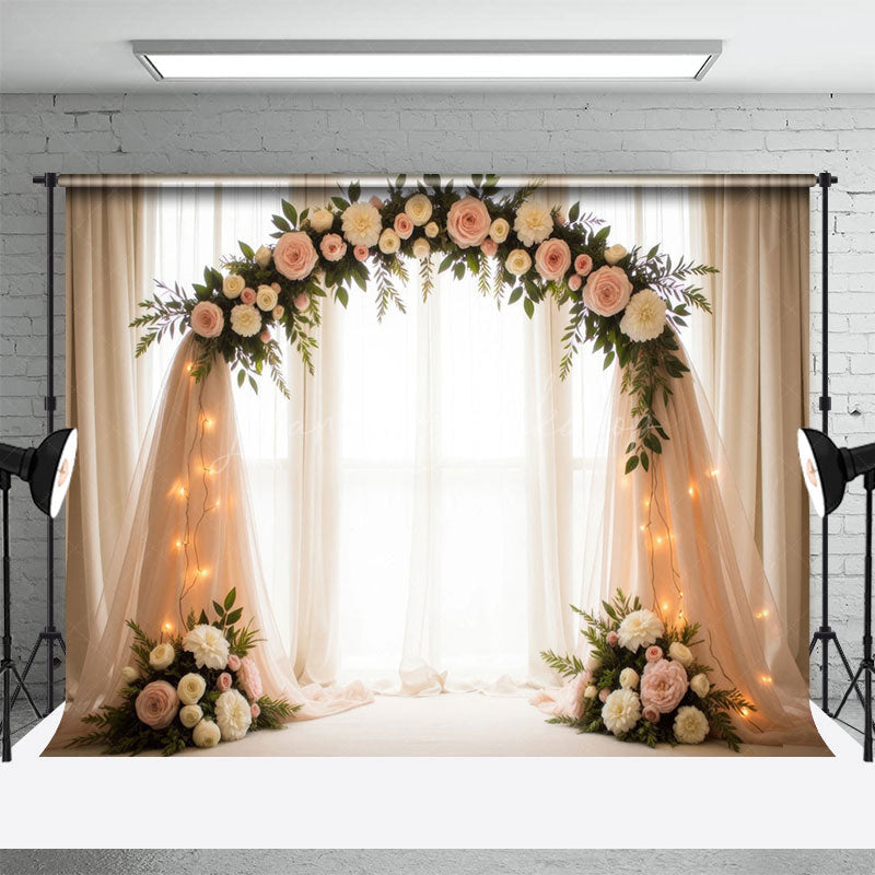 Lofaris Romantic Floral Fairy Arch Curtain Wedding Backdrop