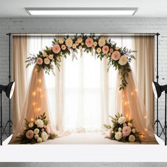 Lofaris Romantic Floral Fairy Arch Curtain Wedding Backdrop