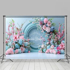 Lofaris Romantic Floral Fine Art Blue Wall Wedding Backdrop