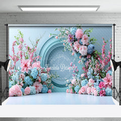 Lofaris Romantic Floral Fine Art Blue Wall Wedding Backdrop