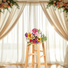 Lofaris Romantic Floral Focal Curtain Wedding Photo Backdrop