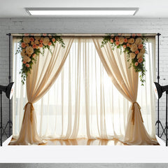 Lofaris Romantic Floral Focal Curtain Wedding Photo Backdrop
