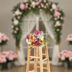 Lofaris Romantic Floral Greenery Arch Wedding Photo Backdrop